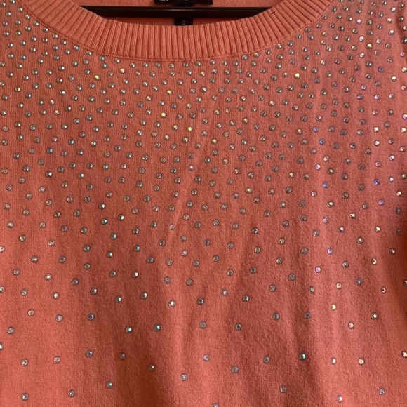Express orange long sleeve sweater with rhinestones - Picture 2 of 5